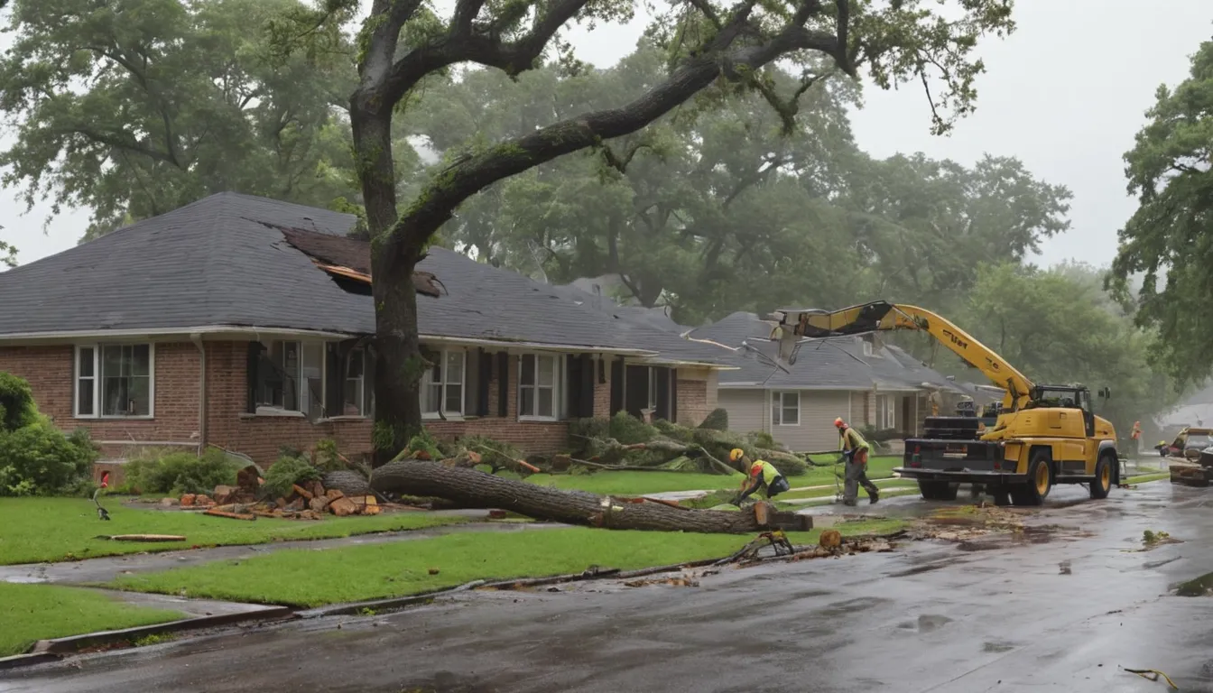 Provider clearing a fallen tree from a house roof in Milwaukee after a storm
